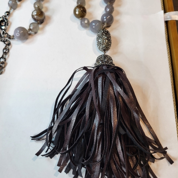 Chico's Black Label Beaded Tassel Necklace w/ Faceted Glass and Rhinestone Beads - Picture 8 of 12